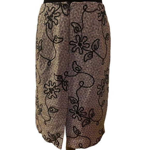 Talbots‎ Wool Tan and Black Floral Pencil Skirt Sz 14 - Picture 4 of 10
